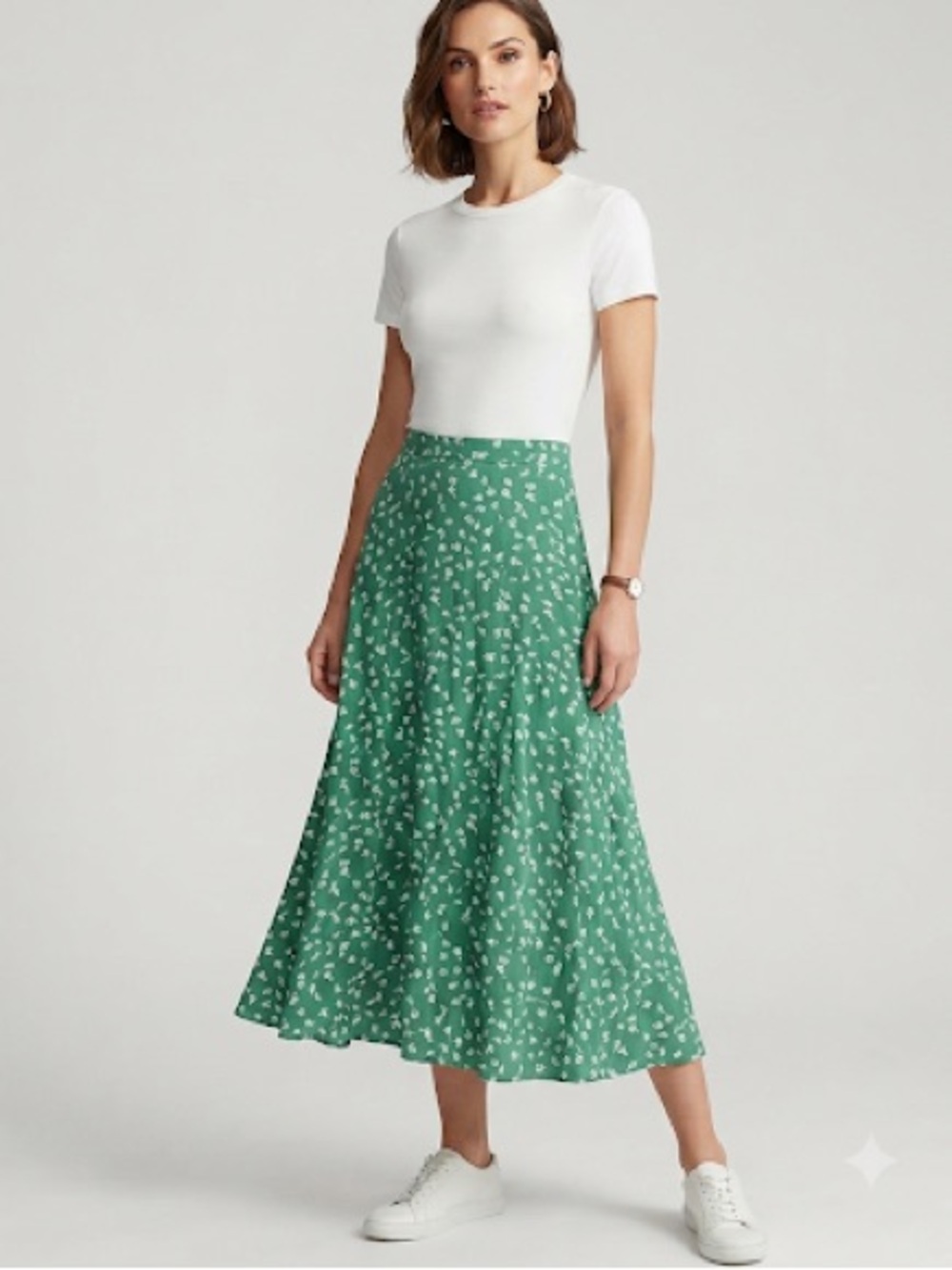 H&M Green Floral Maxi Skirt